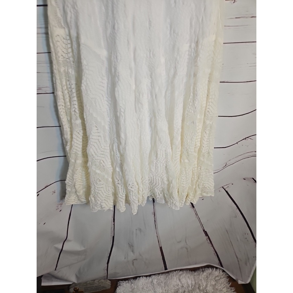 Rabbit Rabbit Rabbit Designs White Chevron Lace Midi‎ Dress Ruffled HEM 16 - Picture 3 of 10